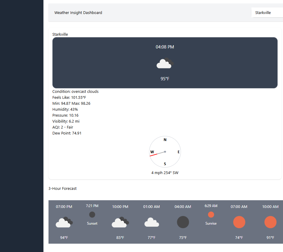 thumbnail snapshot of weather insight dashboard